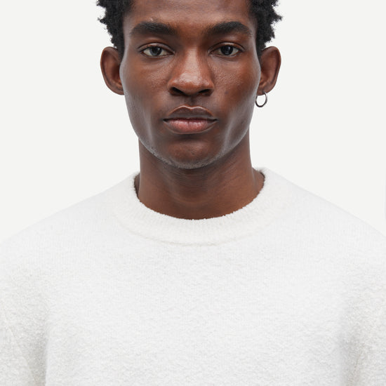 round neck birch cotton mix jumper with rib detailing  close up