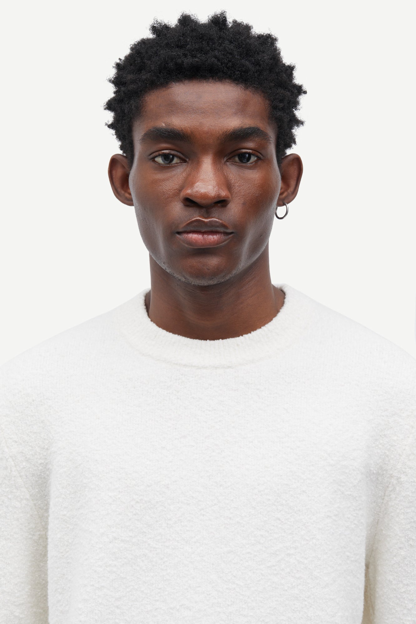 round neck birch cotton mix jumper with rib detailing  close up