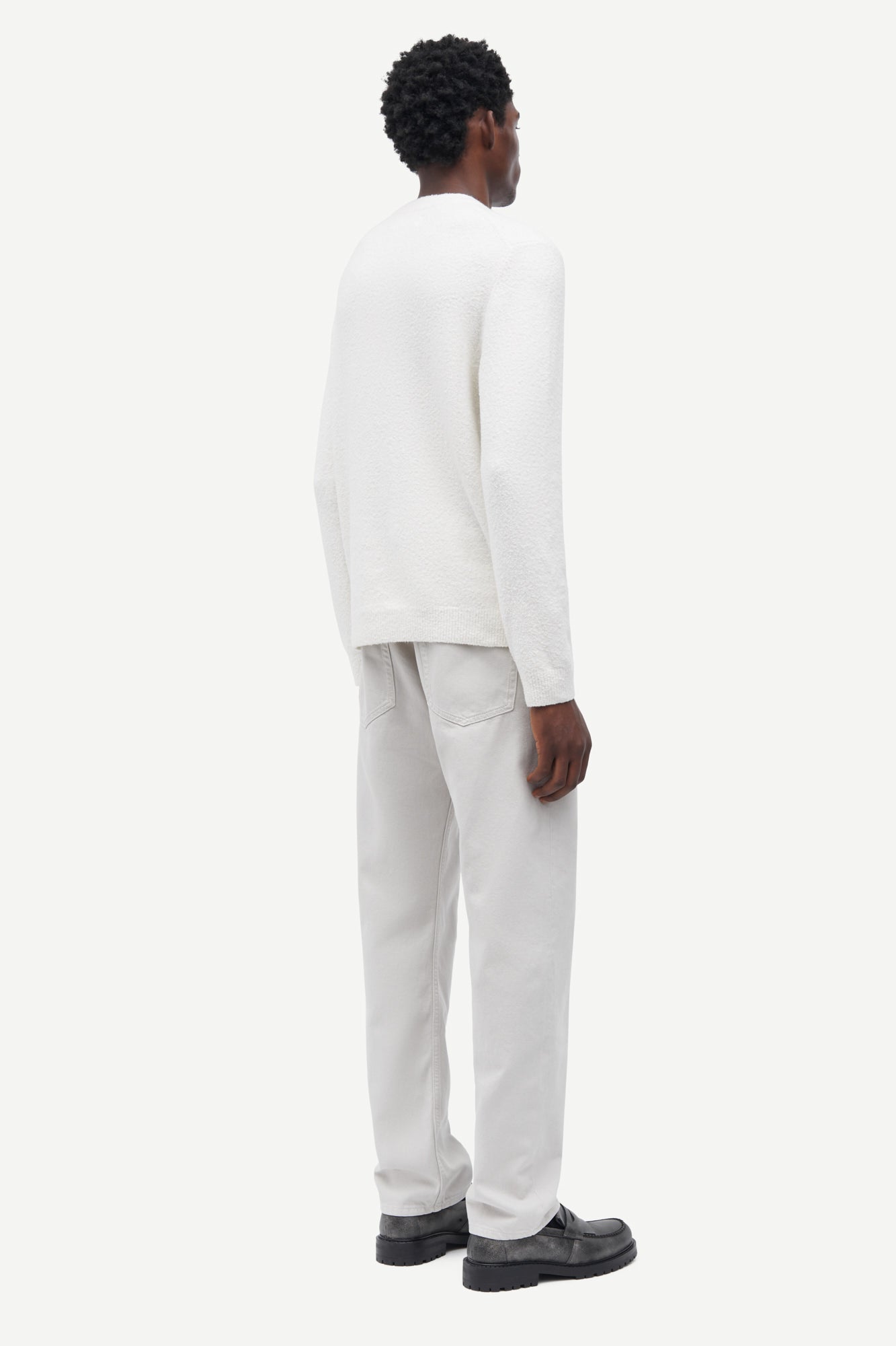 round neck birch cotton mix jumper with rib detailing rear view