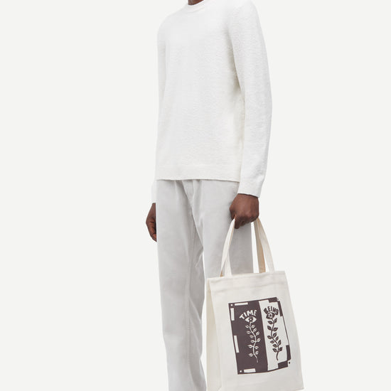 round neck birch cotton mix jumper with rib detailing  side view 