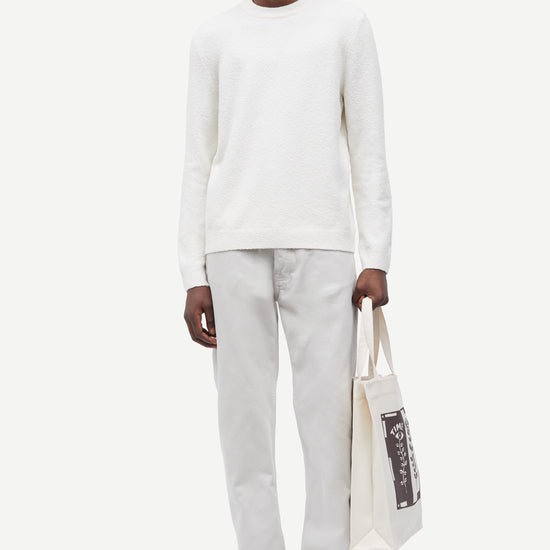 round neck birch cotton mix jumper with rib detailing  model shot