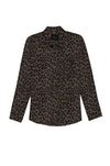Brown animal print classic shirt with chest pocket