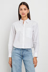 Classic white shirt with button down and regular fit model shot