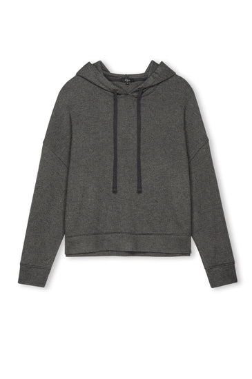dark grey hoodie with drawstring neck