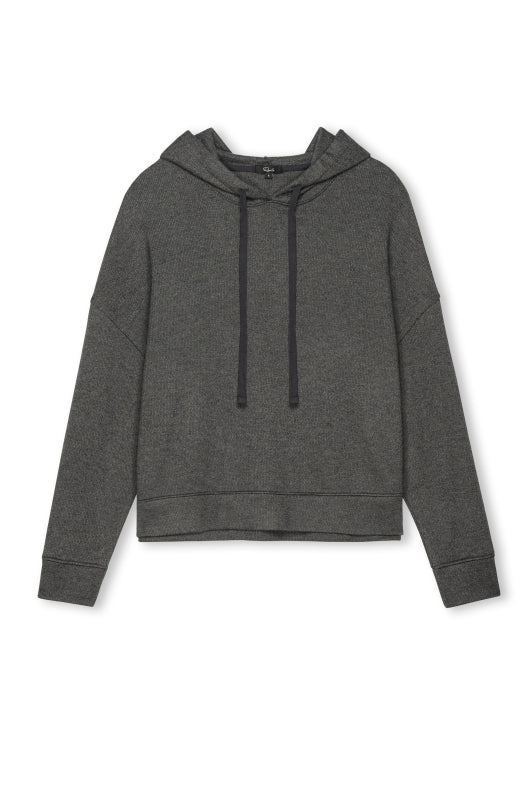 dark grey hoodie with drawstring neck