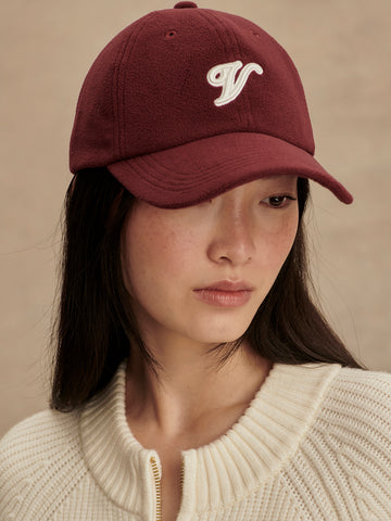 maroon fleece cap with varley emblum