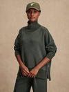 Olive green jumper with rib detailing and side zip