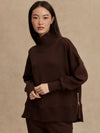brown jumper with rib detailing and side zip