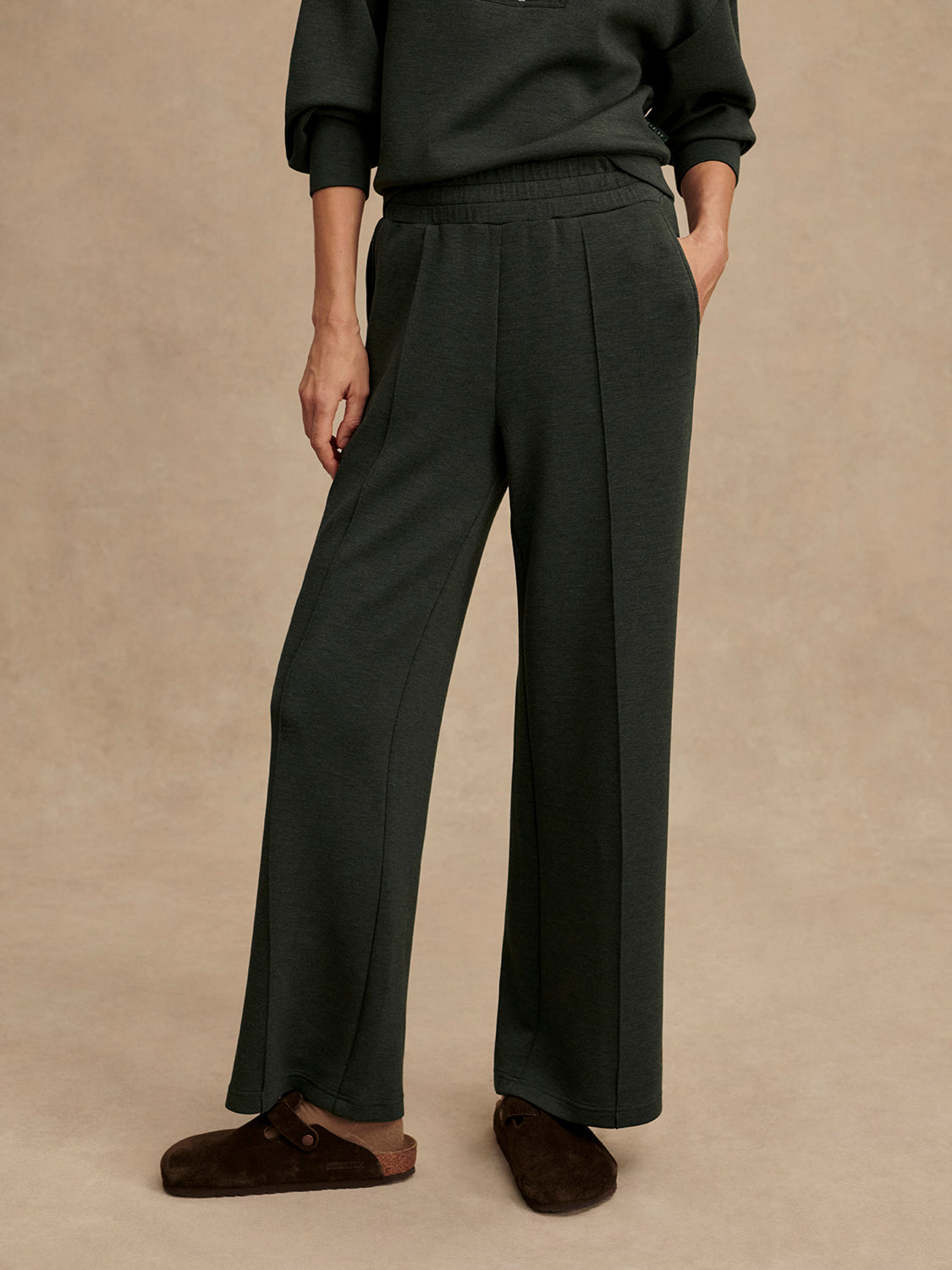 Wide Leg Pant 30 Olive Marl – Sass & Edge