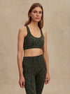 green pattern workout bra with racerback