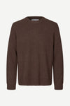 chocolate brown mens crew neck jumper with rib detailing and relaxed fit