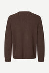 chocolate brown mens crew neck jumper with rib detailing and relaxed fit rear view