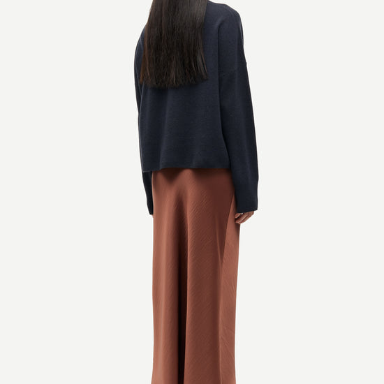 navy blue turtleneck cashmere jumper rear view