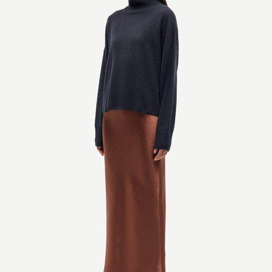 navy blue turtleneck cashmere jumper side view