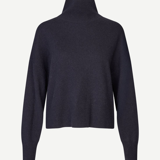 navy blue turtleneck cashmere jumper