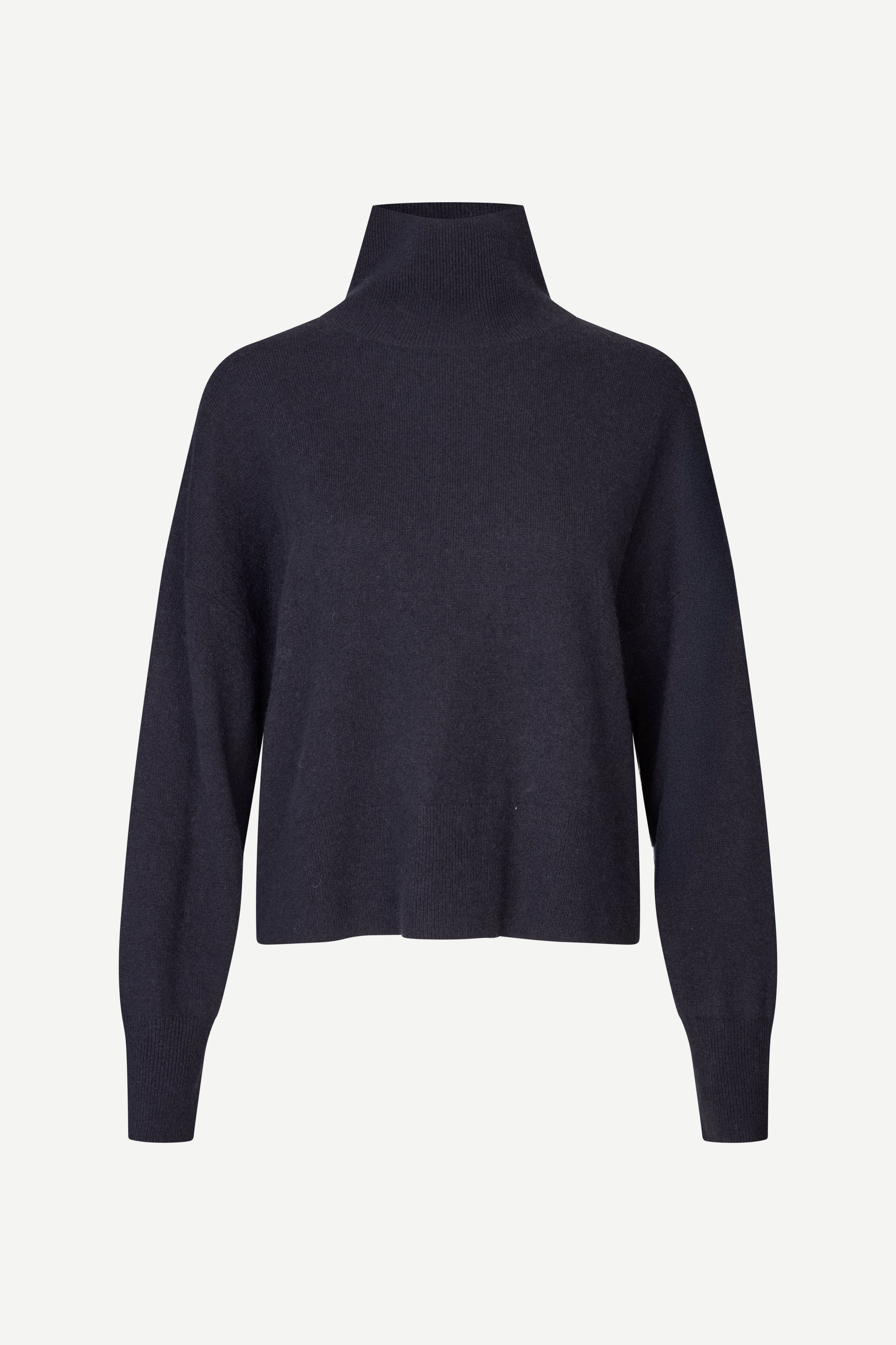 navy blue turtleneck cashmere jumper