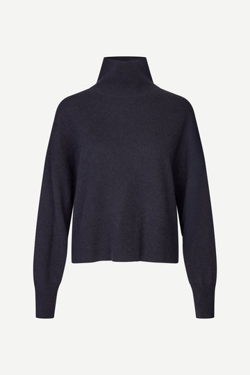 navy blue turtleneck cashmere jumper