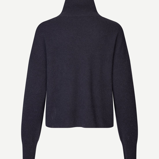 navy blue turtleneck cashmere jumper rear view