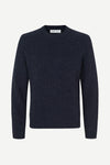 navy blue jumper with crew neck and rib detailing from samsoe samsoe