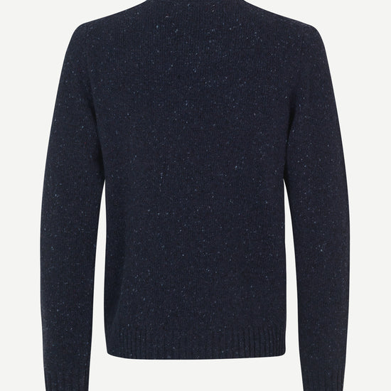 navy blue jumper with crew neck and rib detailing from samsoe samsoe rear view