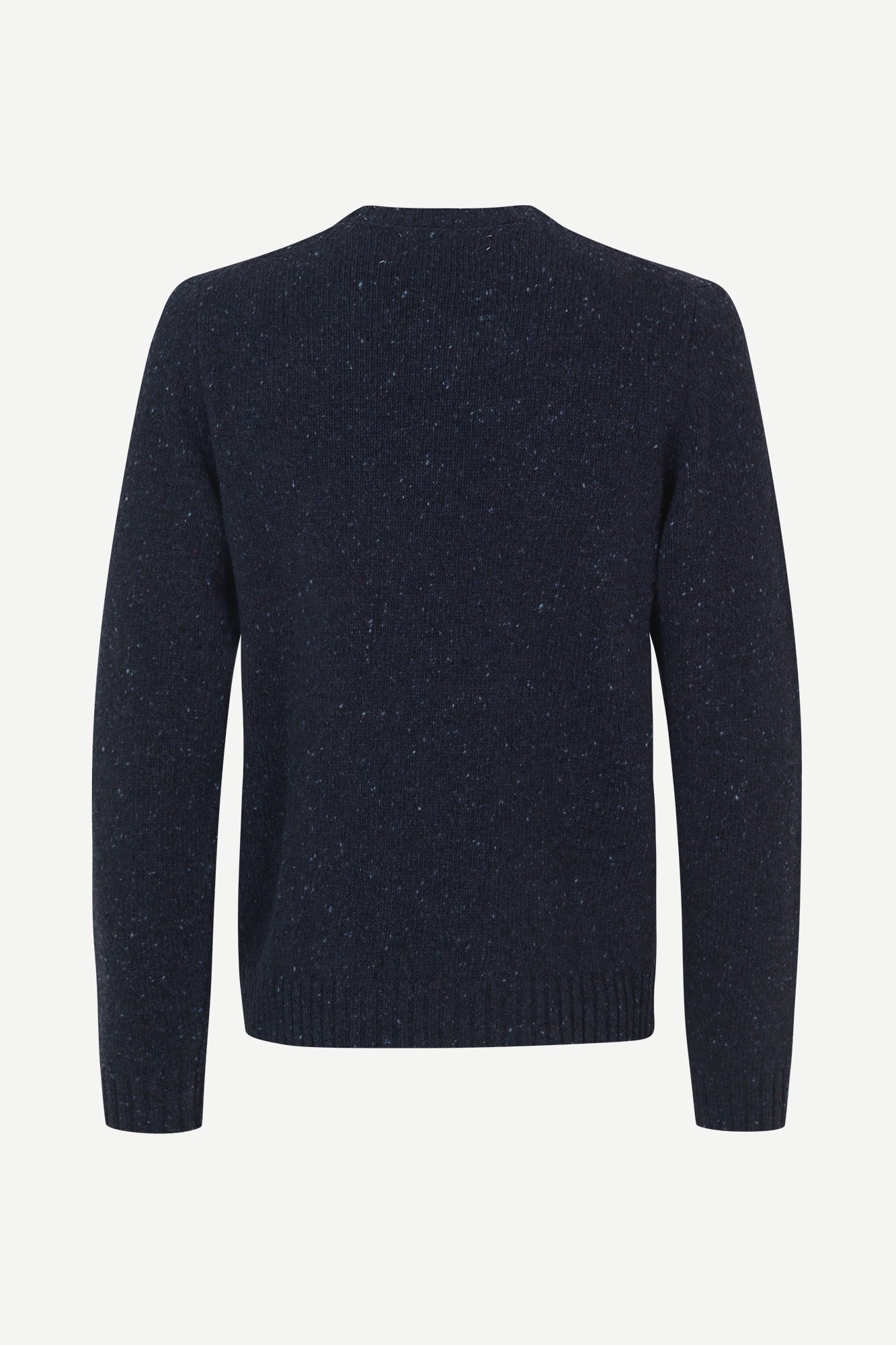 navy blue jumper with crew neck and rib detailing from samsoe samsoe rear view