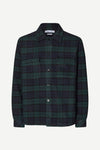 navy and green check overshirt with 2 chest patch pockets and buttoned cuffs from samsoe samsoe