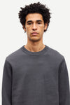 dark grey crew neck jumper from samsoe samsoe close up