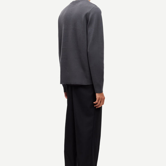 dark grey crew neck jumper from samsoe samsoe rear view