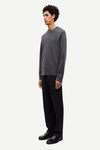 dark grey crew neck jumper from samsoe samsoe side view