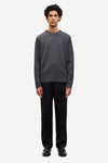 dark grey crew neck jumper from samsoe samsoe model shot