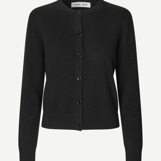 Black cashmere cardigan on a white background from Samsoe Samsoe