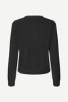 Black cashmere cardigan on a white background rear view from Samsoe Samsoe