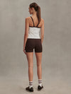 white ribbed tank top with chocolate brown straps/edging from varley rear view