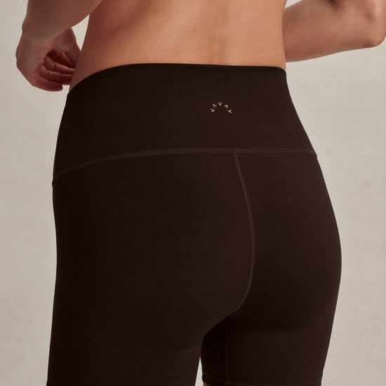 chocolate brown cycling shorts with high rise from varley rear view