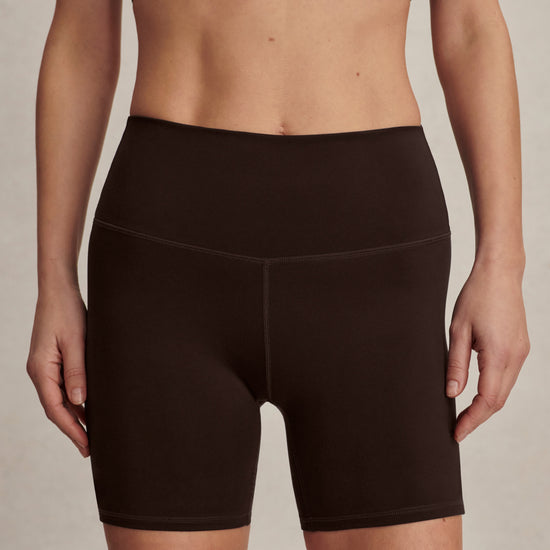 chocolate brown cycling shorts with high rise from varley