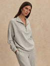 light grey marl half zip sweatshirt from varley model shot