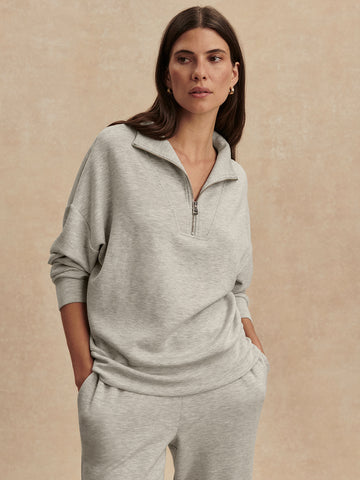 light grey marl half zip sweatshirt from varley