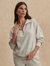 light grey marl half zip sweatshirt from varley model shot