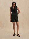 high rise black shorts with drawstring waist from varley model shot