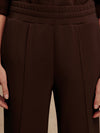 wide leg sweat pants with elasticated waist and piping in the middle down the leg from varley close up