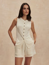 round neck button down ivory tank top from varley
