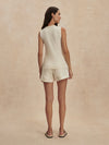 round neck button down ivory tank top from varley model shot rear view