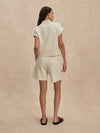 v neck short sleeve beige sweat from varley rear view