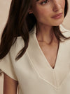 v neck short sleeve beige sweat from varley close up