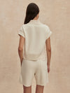 v neck short sleeve beige sweat from varley rear view