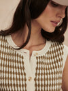 short sleeve round neck knitted button down tank top from varley close up