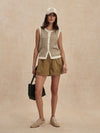 short sleeve round neck knitted button down tank top from varley