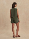 round neck khaki green tank top from varley rear view