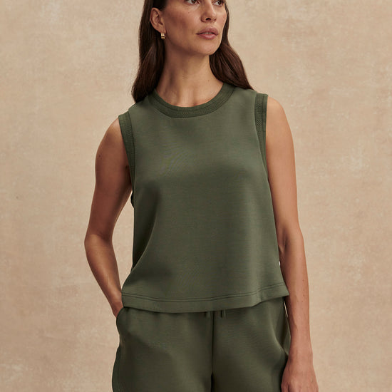 round neck khaki green tank top from varley