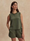 round neck khaki green tank top from varley